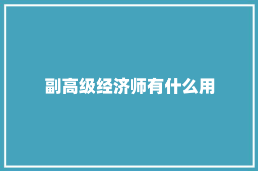 副高级经济师有什么用