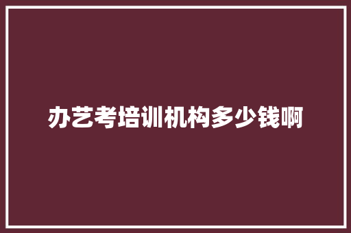 办艺考培训机构多少钱啊
