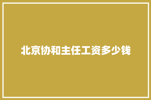 北京协和主任工资多少钱