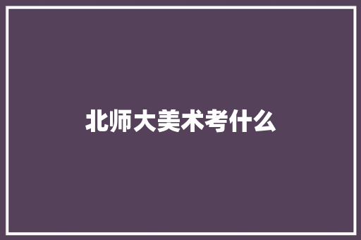 北师大美术考什么