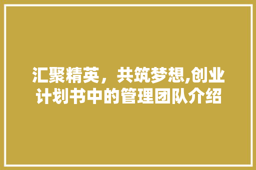 汇聚精英，共筑梦想,创业计划书中的管理团队介绍 合同范本