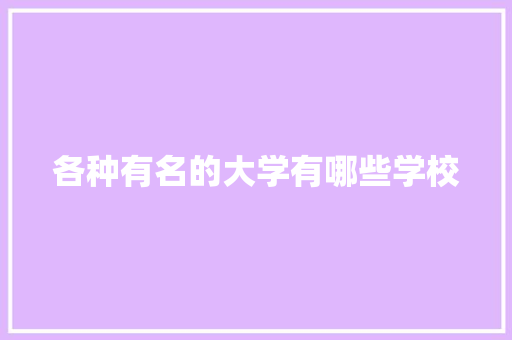 各种有名的大学有哪些学校