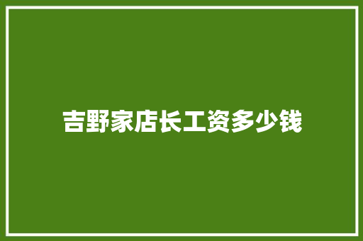 吉野家店长工资多少钱