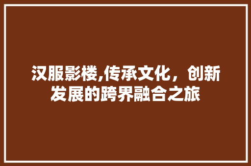 汉服影楼,传承文化，创新发展的跨界融合之旅