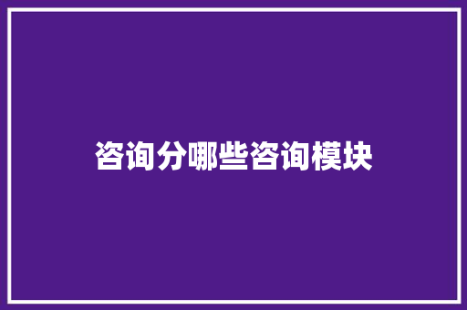 咨询分哪些咨询模块