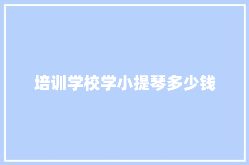 培训学校学小提琴多少钱