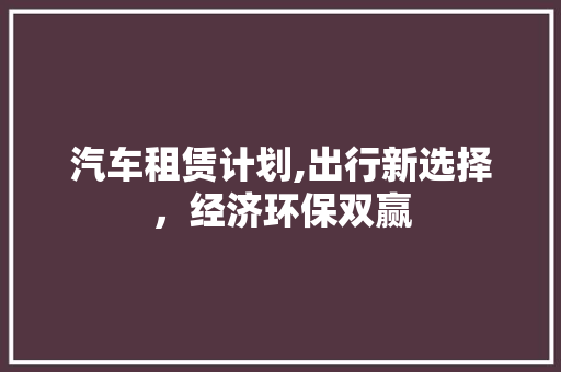 汽车租赁计划,出行新选择，经济环保双赢 工作计划