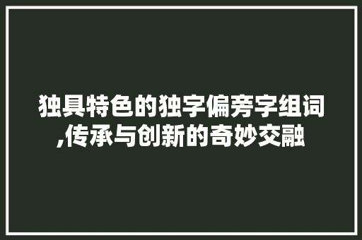 独具特色的独字偏旁字组词,传承与创新的奇妙交融