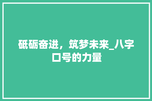 砥砺奋进，筑梦未来_八字口号的力量