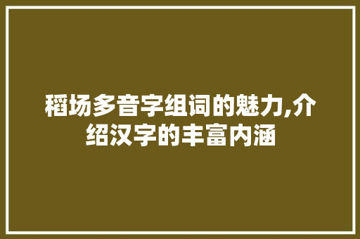 稻场多音字组词的魅力,介绍汉字的丰富内涵