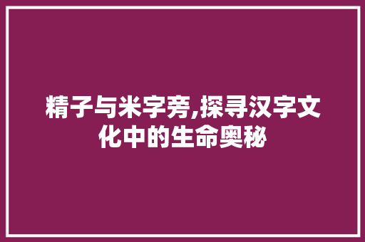 精子与米字旁,探寻汉字文化中的生命奥秘