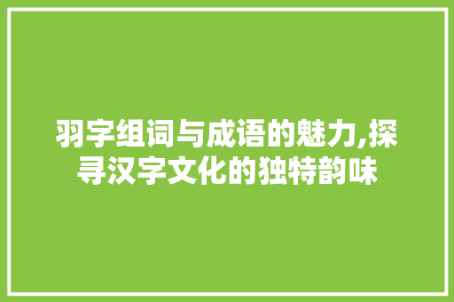 羽字组词与成语的魅力,探寻汉字文化的独特韵味