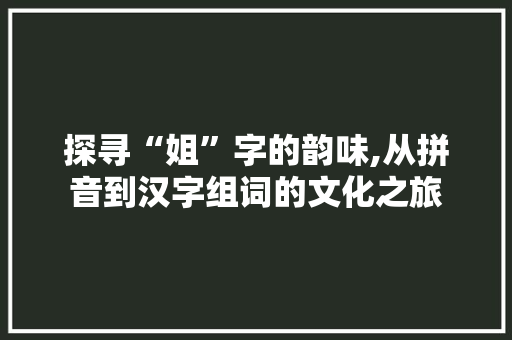 探寻“姐”字的韵味,从拼音到汉字组词的文化之旅