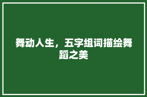 舞动人生，五字组词描绘舞蹈之美