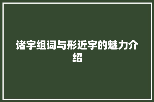诸字组词与形近字的魅力介绍