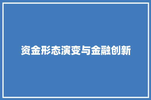 资金形态演变与金融创新