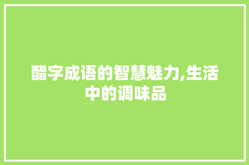 醋字成语的智慧魅力,生活中的调味品