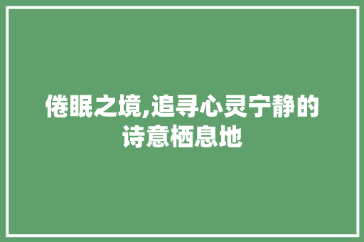 倦眠之境,追寻心灵宁静的诗意栖息地