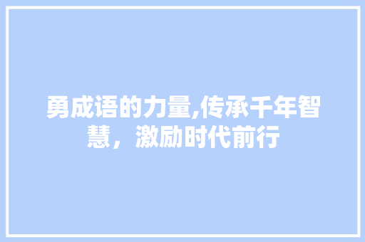 勇成语的力量,传承千年智慧，激励时代前行