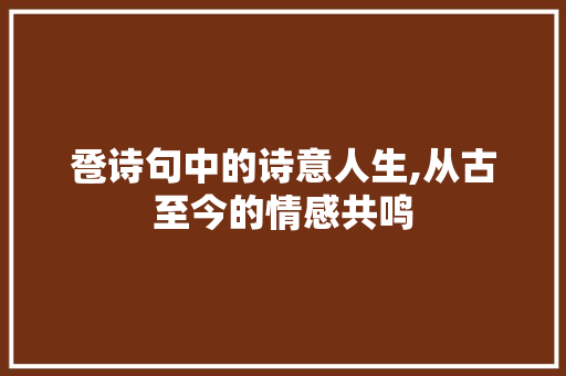 卺诗句中的诗意人生,从古至今的情感共鸣