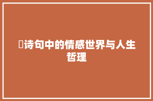 嬿诗句中的情感世界与人生哲理 工作总结