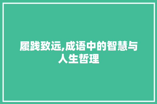 履践致远,成语中的智慧与人生哲理