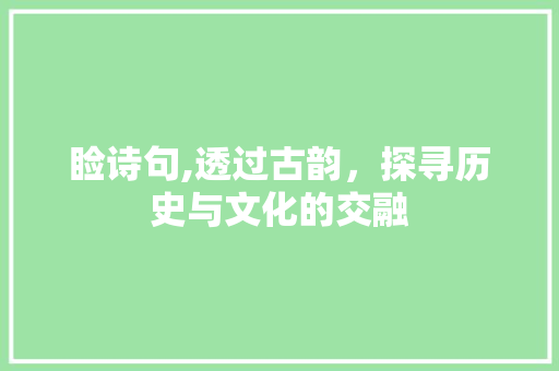 睑诗句,透过古韵，探寻历史与文化的交融 合同范本