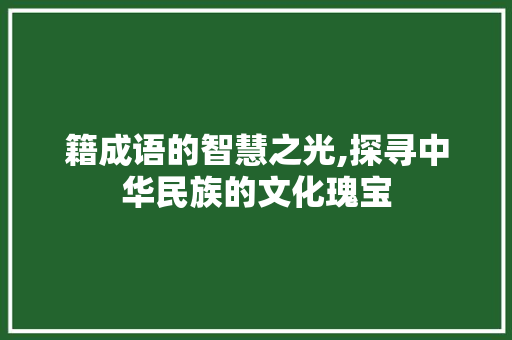 籍成语的智慧之光,探寻中华民族的文化瑰宝