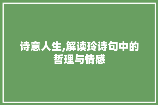 诗意人生,解读玲诗句中的哲理与情感