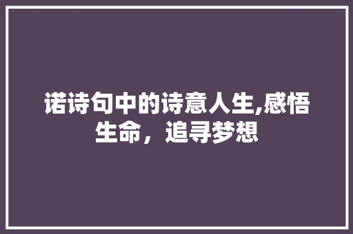 诺诗句中的诗意人生,感悟生命，追寻梦想