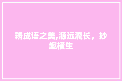 辨成语之美,源远流长，妙趣横生