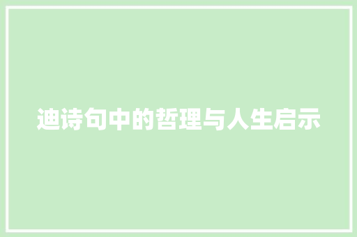 迪诗句中的哲理与人生启示