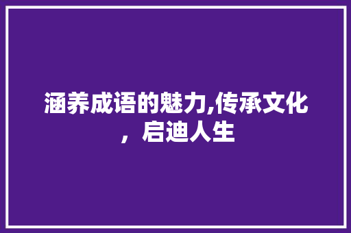 涵养成语的魅力,传承文化，启迪人生