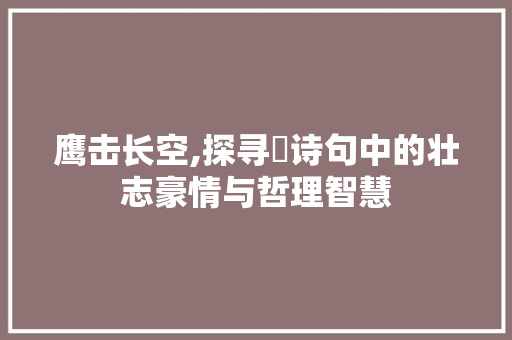鹰击长空,探寻鵰诗句中的壮志豪情与哲理智慧