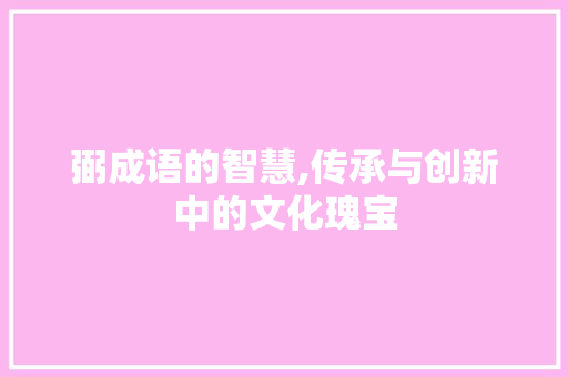 弼成语的智慧,传承与创新中的文化瑰宝 工作计划