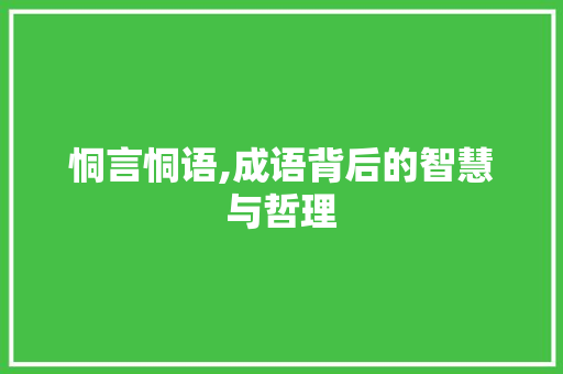 恫言恫语,成语背后的智慧与哲理