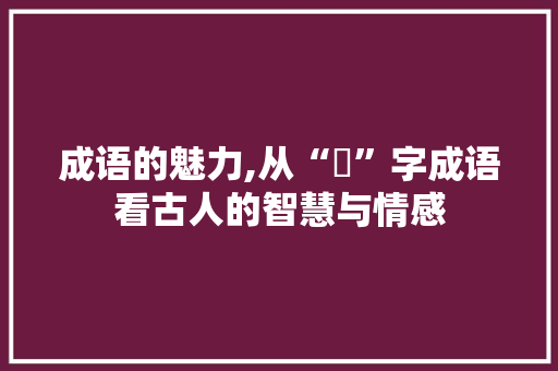 成语的魅力,从“匸”字成语看古人的智慧与情感