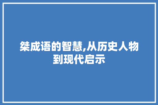 桀成语的智慧,从历史人物到现代启示