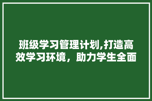 班级学习管理计划,打造高效学习环境，助力学生全面发展 诗词鉴赏