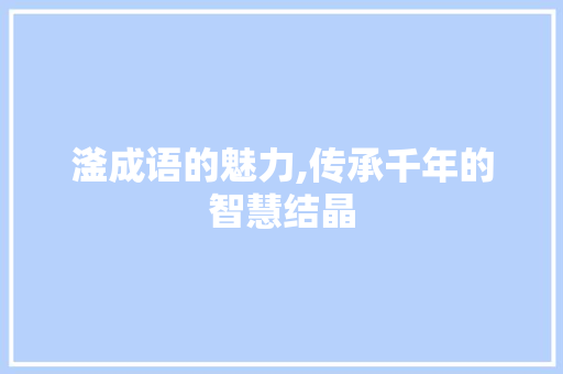 滏成语的魅力,传承千年的智慧结晶