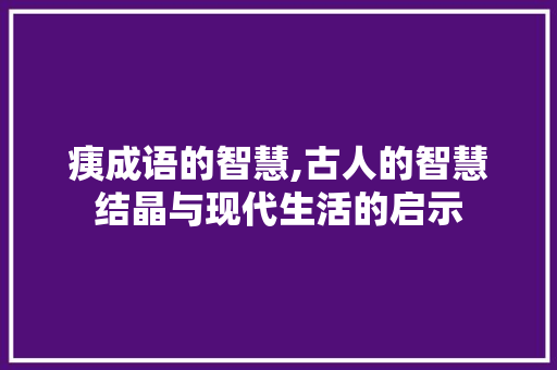 痍成语的智慧,古人的智慧结晶与现代生活的启示 演讲稿