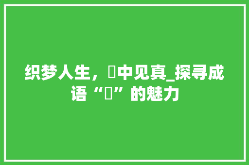 织梦人生，繆中见真_探寻成语“繆”的魅力