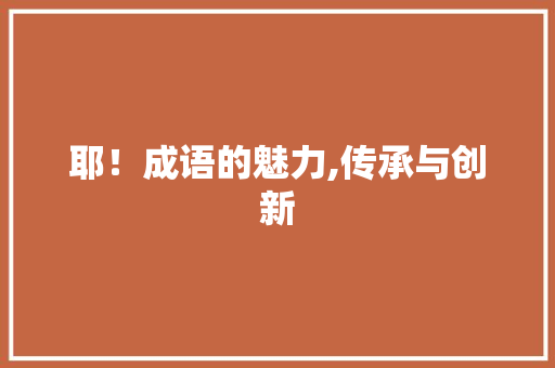 耶！成语的魅力,传承与创新 演讲稿