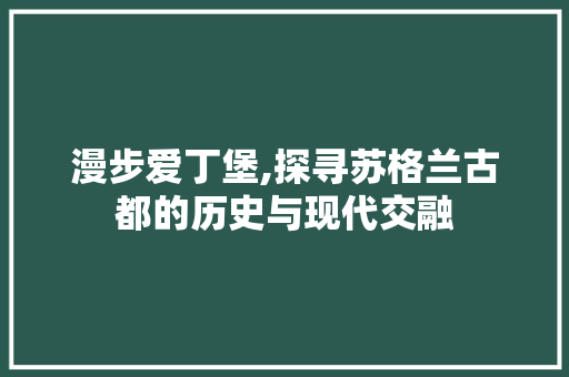 漫步爱丁堡,探寻苏格兰古都的历史与现代交融