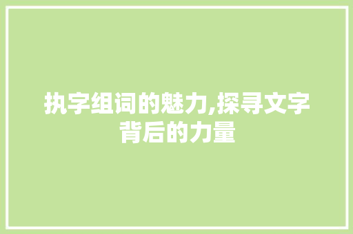 执字组词的魅力,探寻文字背后的力量