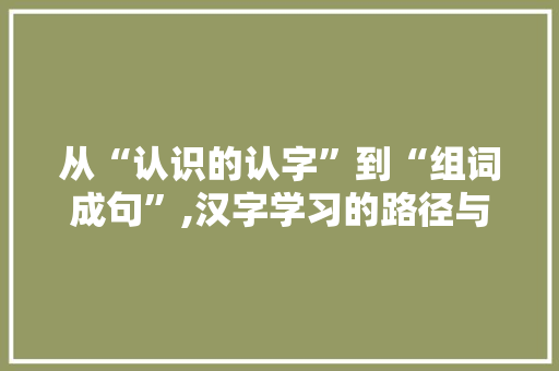 从“认识的认字”到“组词成句”,汉字学习的路径与智慧