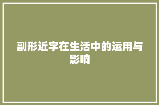 副形近字在生活中的运用与影响