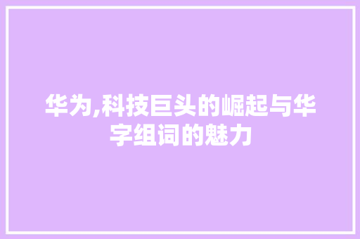 华为,科技巨头的崛起与华字组词的魅力