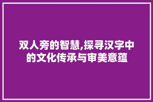 双人旁的智慧,探寻汉字中的文化传承与审美意蕴 工作计划