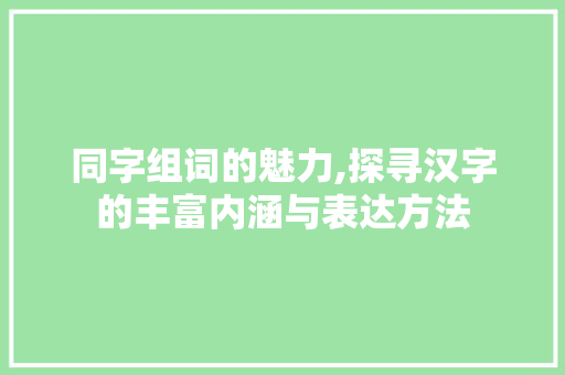 同字组词的魅力,探寻汉字的丰富内涵与表达方法